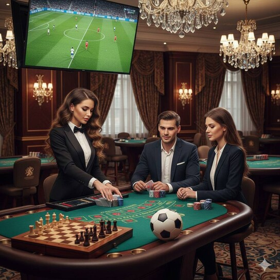 Luxurious live casino studio with professional dealer